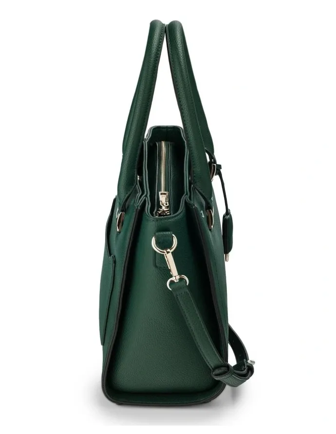 Madison Accessories Angie Medium 3 Compartment Satchel Bag in Forest