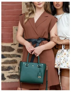 Madison Accessories Angie Medium 3 Compartment Satchel Bag in Forest