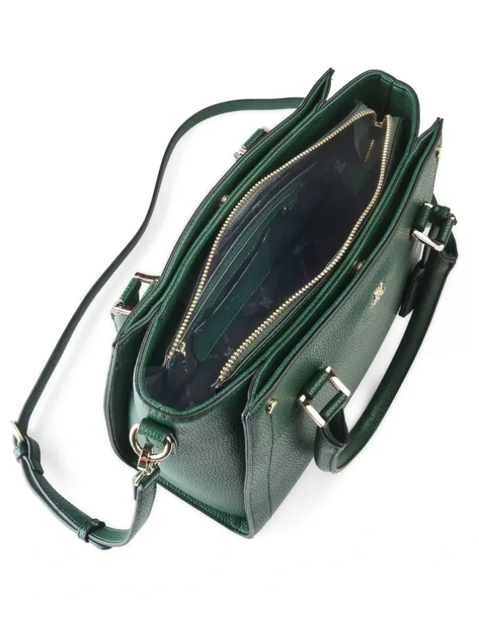 Madison Accessories Angie Medium 3 Compartment Satchel Bag in Forest