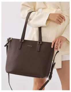 Madison Accessories Inga Large Zip Top Tote Bag with Laptop Pocket