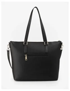 Madison Accessories Inga Large Zip Top Tote Bag with Laptop Pocket in Black