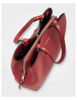 Madison Accessories Katherine Medium Satchel with 3 Compartments & Crossbody Strap Bag in Red