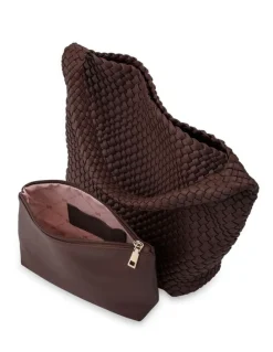 Madison Accessories Lydia Weave Large Hobo in Chocolate