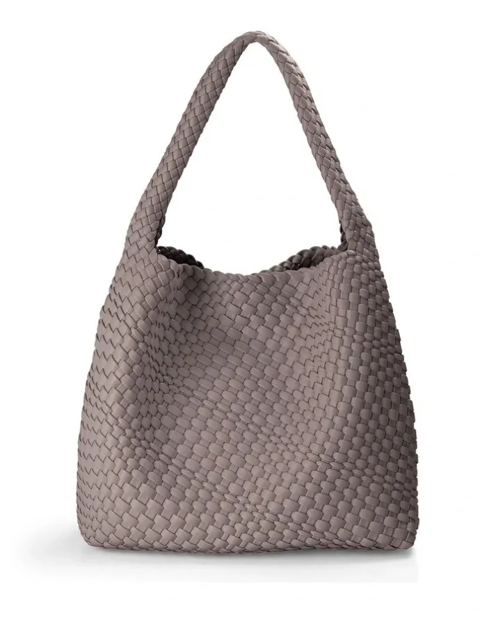 Madison Accessories Lydia Weave Large Hobo in Taupe