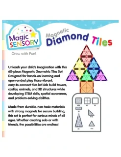 Magic Sensory Magnetic Diamond Tiles 60 Piece Set