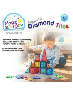 Magic Sensory Magnetic Diamond Tiles 60 Piece Set
