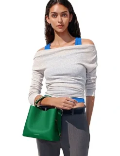 MAISON de SABRÉ The Mini Leather Bucket Bag in Emerald Lily