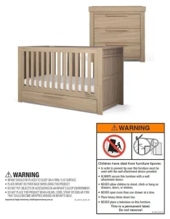 Mamas & Papas Franklin Cotbed And Dresser Of 5 Pieces in Light Oak