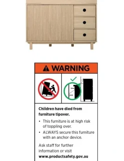 Mamas & Papas Oska Wide 3 Drawer Dresser Changer in Oak
