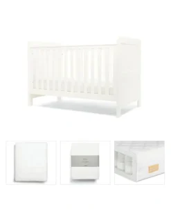 Mamas & Papas 4pc Mamas & Papas Hampden Nursery Cotbed Mattress Sheets Protector Set White