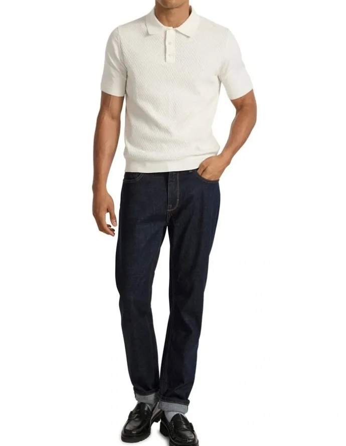 Marcs Alex Knit Polo in Oatmeal