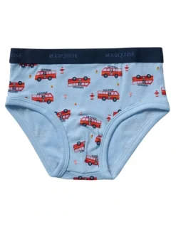 Marquise Boys 2 Pack Underpants in Firetrucks