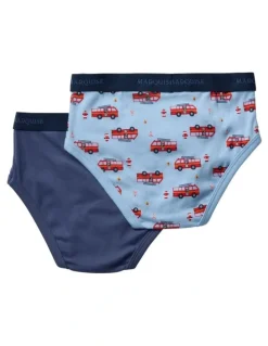 Marquise Boys 2 Pack Underpants in Firetrucks