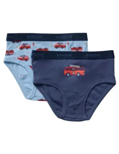 Marquise Boys 2 Pack Underpants in Firetrucks