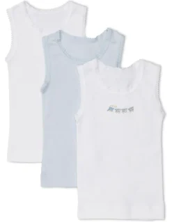Marquise Embroidered Singlet 3 Pack in Blue