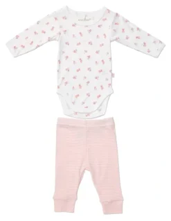 Marquise Floral & Stripe Bodysuit and Legging Set in Pink