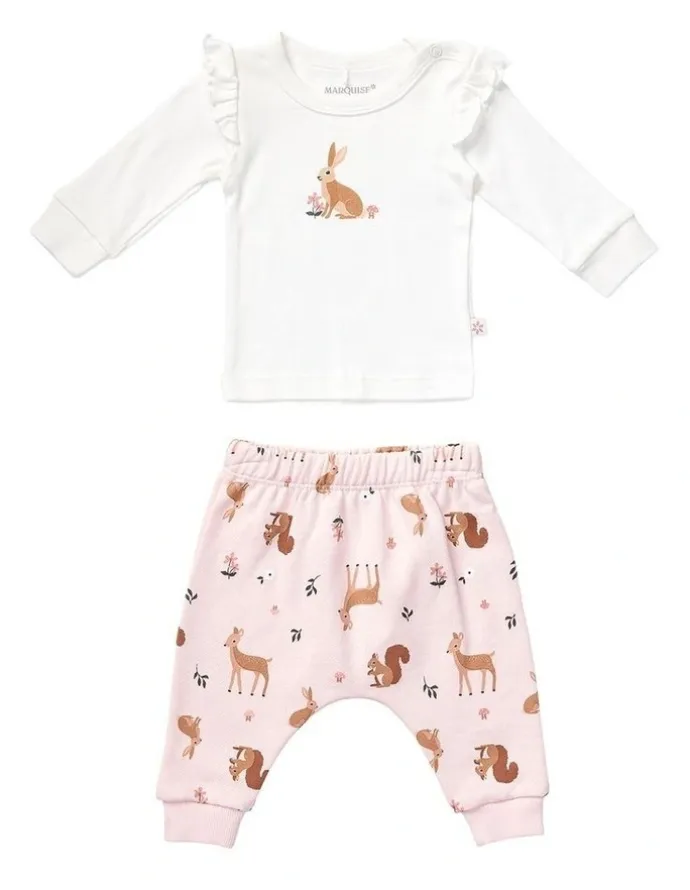 Marquise Frill Top And Fleece Pant Set in Multi