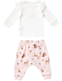 Marquise Frill Top And Fleece Pant Set in Multi