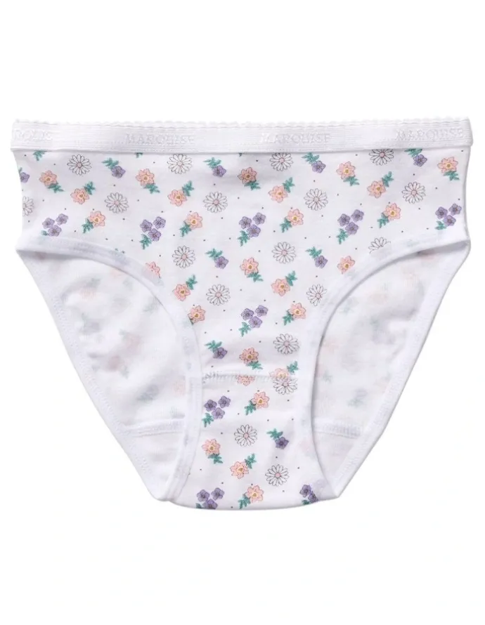 Marquise Girls Floral Gingham 2 Pack Underpants in Purple