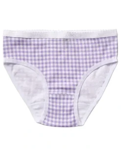 Marquise Girls Floral Gingham 2 Pack Underpants in Purple
