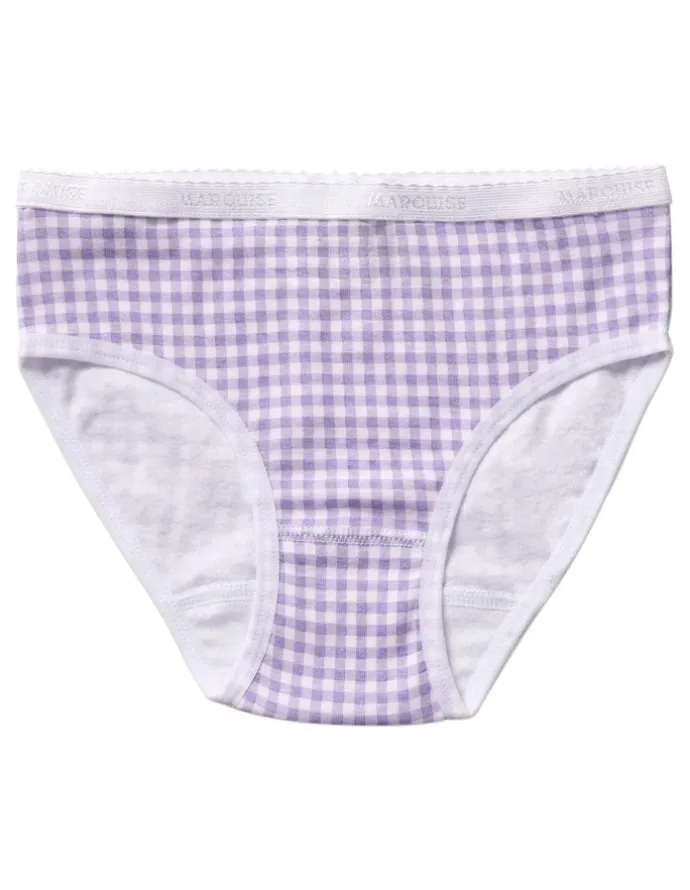 Marquise Girls Floral Gingham 2 Pack Underpants in Purple