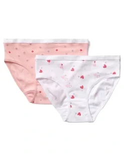 Marquise Girls Heart & Floral 2 Pack Underpants in Pink