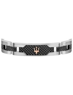 Maserati Stainless Steel Bracelet with Black Carbon Fibre Highlights