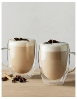 Maxwell & Williams Blend Double Wall Glass Mug Gift Boxed Set of 2 in Clear