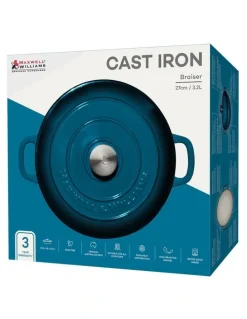 Maxwell & Williams Cast Iron Braiser 27cm/3.3L in Midnight Blue