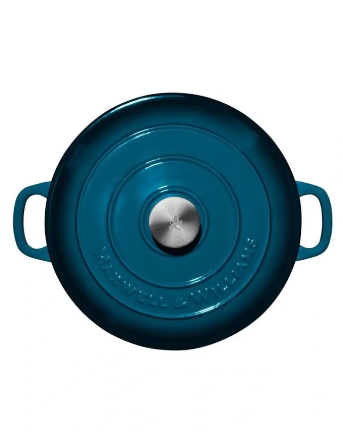 Maxwell & Williams Cast Iron Round Casserole 28cm/6.2L in Midnight Blue