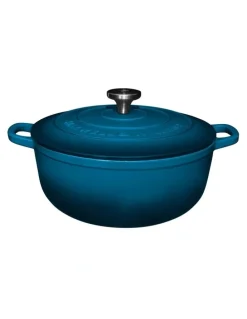 Maxwell & Williams Cast Iron Round Casserole 28cm/6.2L in Midnight Blue