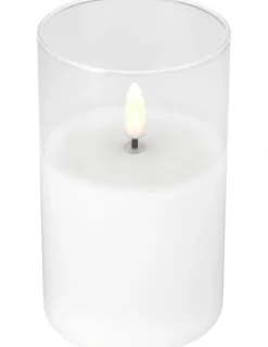 Maxwell & Williams Let's Get Lit LED Flameless Wax Candle Glass Hurricane Set of 3 Gift Boxed in Clear