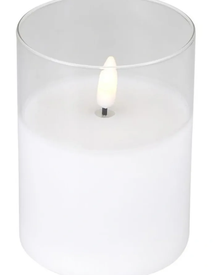 Maxwell & Williams Let's Get Lit LED Flameless Wax Candle Glass Hurricane Set of 3 Gift Boxed in Clear