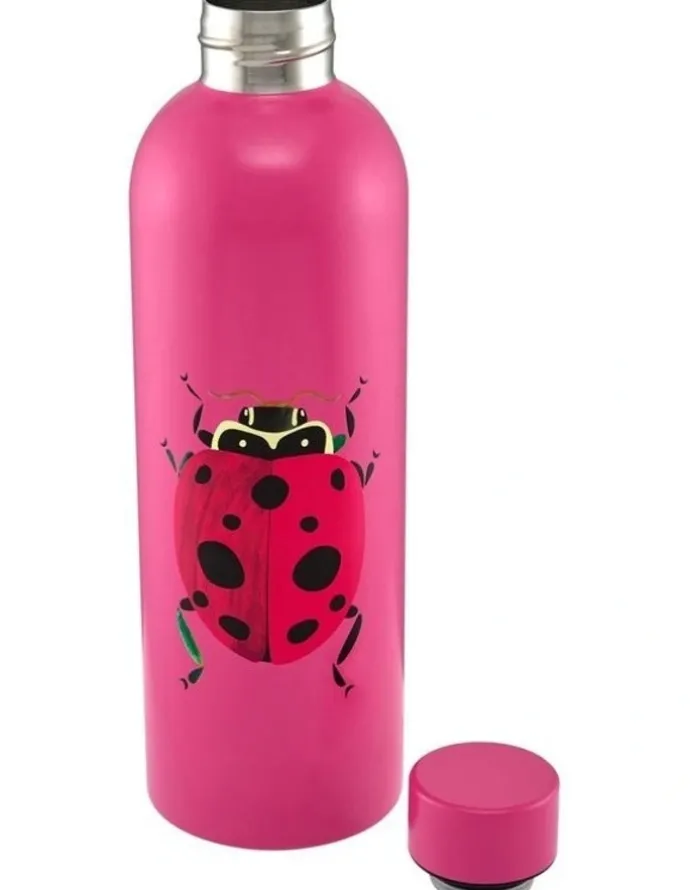 Maxwell & Williams Pete Cromer Garden Party Double Wall Insulated Bottle 750ml Ladybird Gift Boxed in Pink