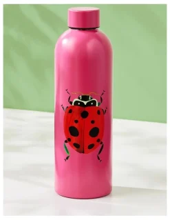 Maxwell & Williams Pete Cromer Garden Party Double Wall Insulated Bottle 750ml Ladybird Gift Boxed in Pink