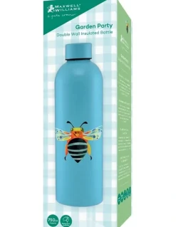 Maxwell & Williams Pete Cromer Garden Party Double Wall Insulated Bottle 750ml Blue Banded Bee Gift Boxed in Blue