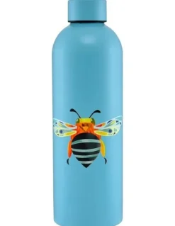 Maxwell & Williams Pete Cromer Garden Party Double Wall Insulated Bottle 750ml Blue Banded Bee Gift Boxed in Blue
