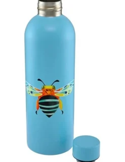 Maxwell & Williams Pete Cromer Garden Party Double Wall Insulated Bottle 750ml Blue Banded Bee Gift Boxed in Blue