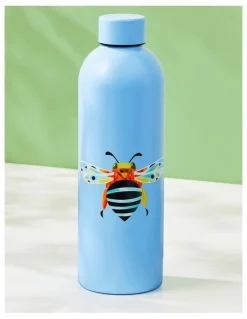 Maxwell & Williams Pete Cromer Garden Party Double Wall Insulated Bottle 750ml Blue Banded Bee Gift Boxed in Blue