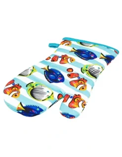 Maxwell & Williams Pete Cromer Ozzie Ocean Cotton Oven Glove in Blue