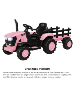 Mazam Mazam 156cm Kids Ride On Car Tractor 12V Remote Control Electric Gift Toy Pink