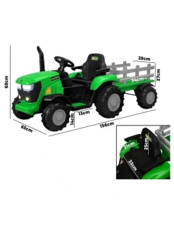 Mazam Mazam Kids Ride On Car Tractor 156cm 12V Remote Control Electric Battery Toy Green