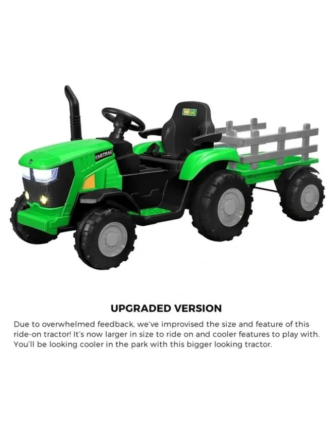 Mazam Mazam Kids Ride On Car Tractor 156cm 12V Remote Control Electric Battery Toy Green