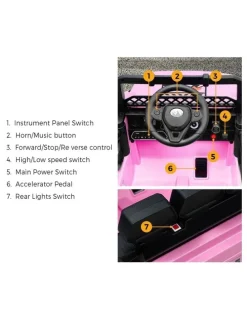 Mazam Mazam Ride on Car 12V Kids Electric Bluetooth Remote Control Battery Toy Pink