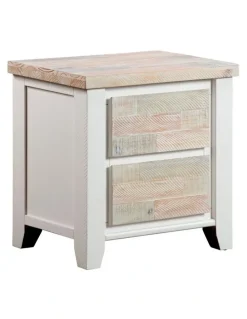 Melbournians Furniture Coastal 2 Drawers Bedside Table in Multi