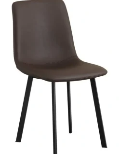 Melbournians Furniture Dining Chair Leather 6 Piece in Brown