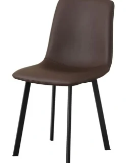 Melbournians Furniture Dining Chair Leather 6 Piece in Brown