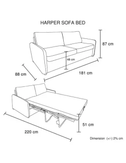 Melbournians Furniture 3 Seater Sofa Bed in Blue