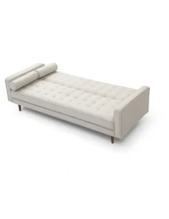 Melbournians Furniture 3 Seater Tufted Fabric Sofa Bed in Beige