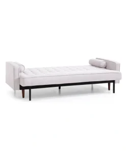 Melbournians Furniture 3 Seater Tufted Fabric Sofa Bed in Beige